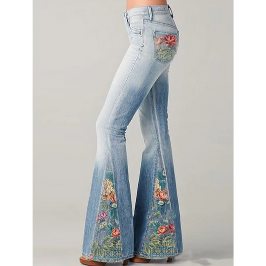 Adelaide - Floral Flared Jeans