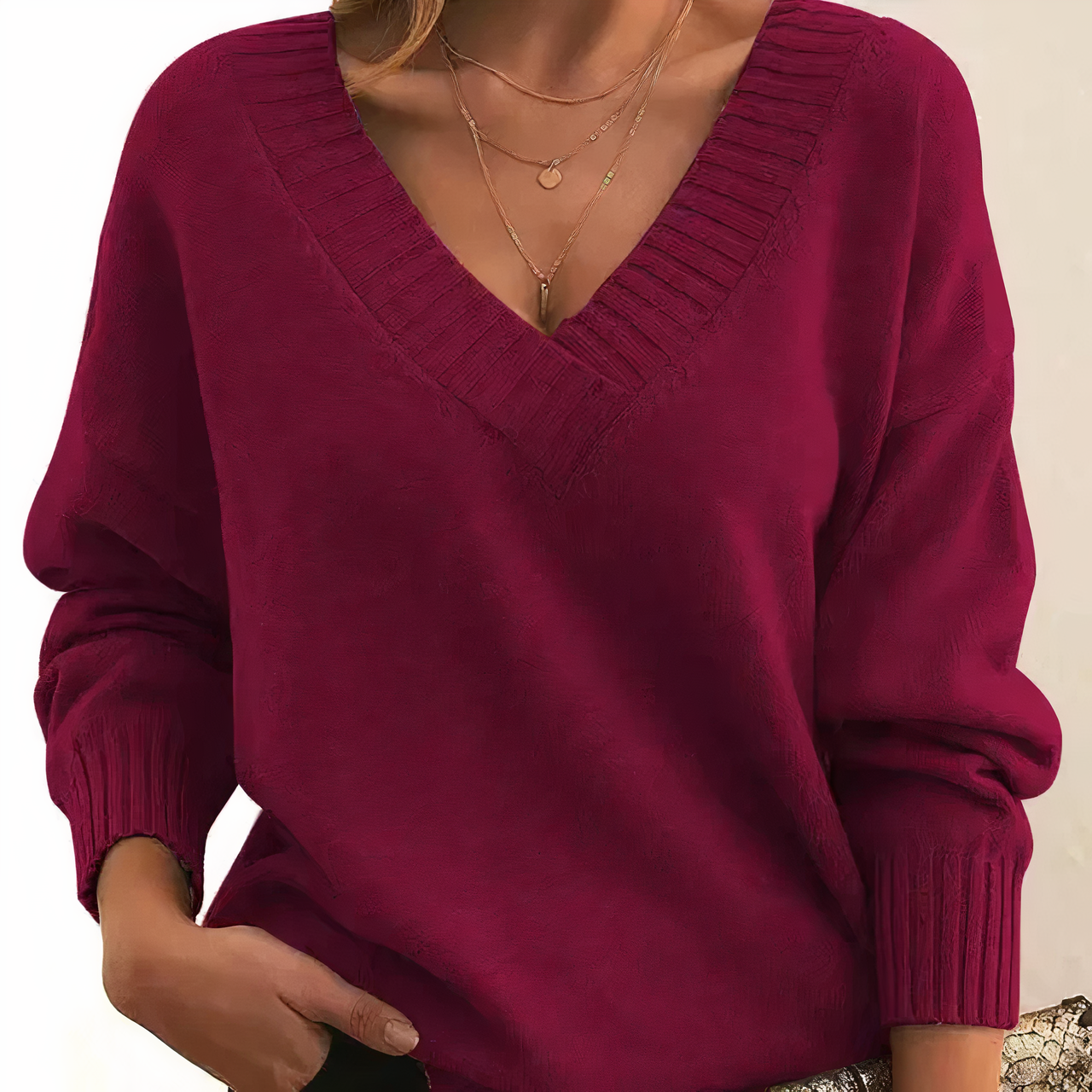 Fion - Elegant V-Neck Jumper