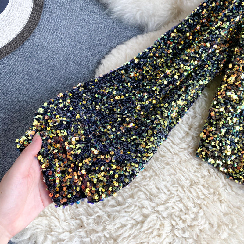 Valencia - One-Shoulder Glitter Top