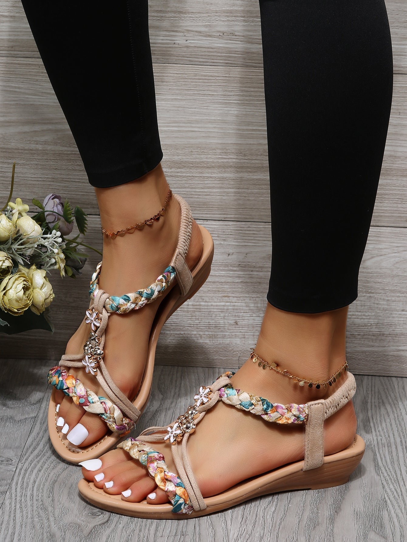 Danae - Women's Floral Braided Sandals