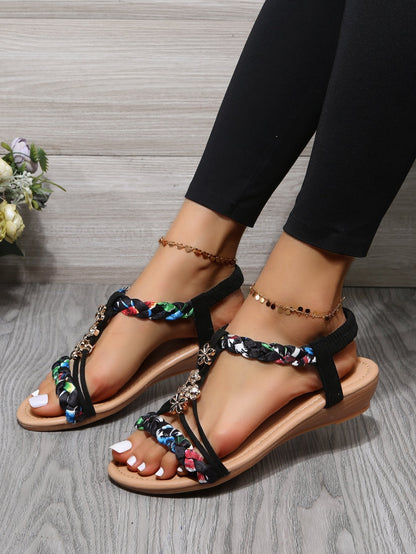 Danae - Women's Floral Braided Sandals