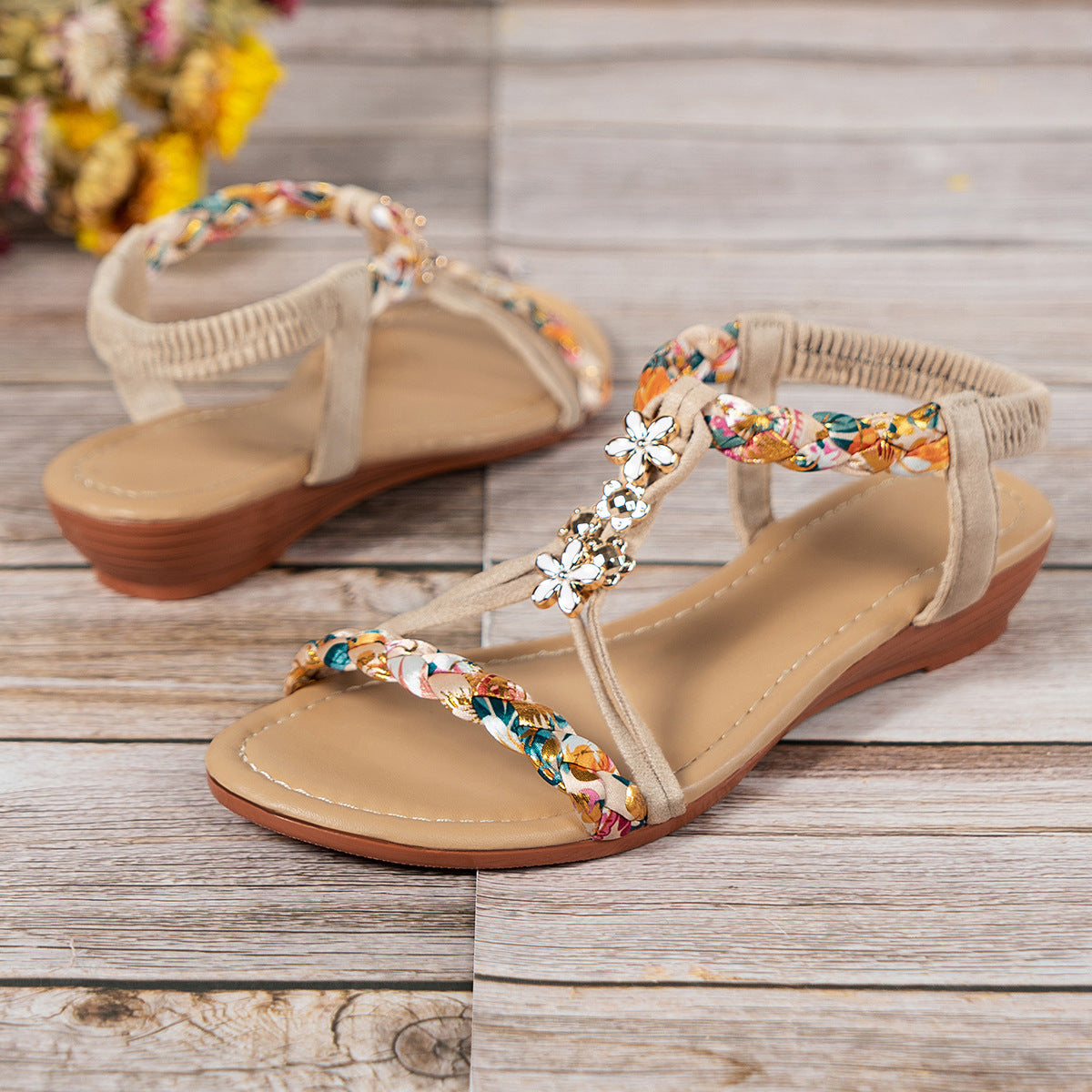 Danae - Women's Floral Braided Sandals