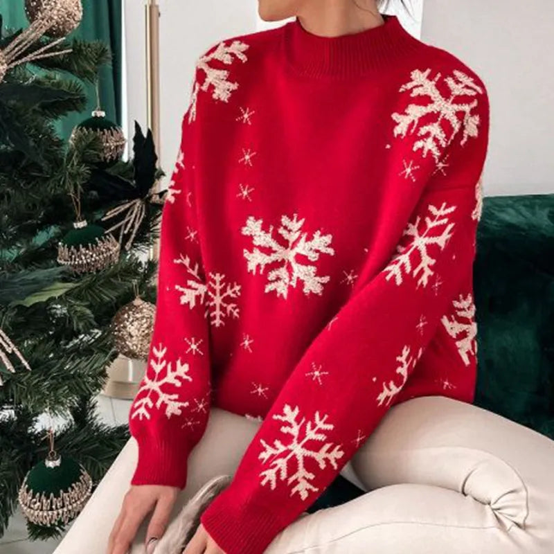 Clare - Snowflake Print Christmas Sweatshirt