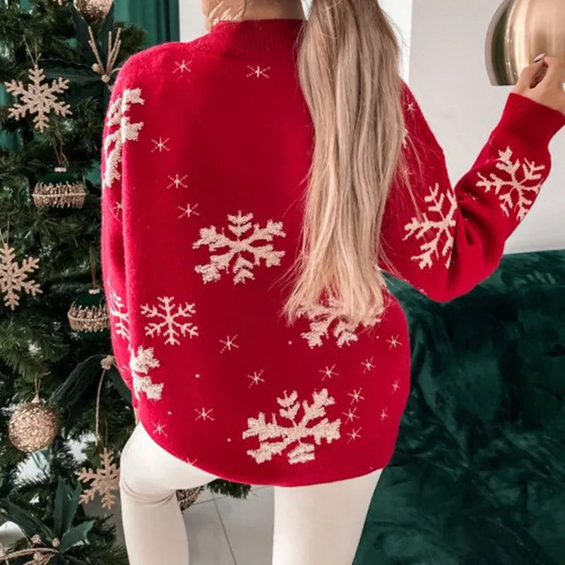 Clare - Snowflake Print Christmas Sweatshirt